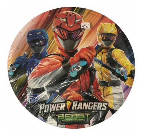 12 Platos Power Rangers 7in Pastel Infantil Fiesta Cumple Gm