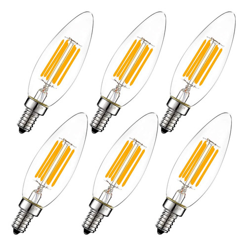 Bombillo Led 4w Tipo Edison Vintage Vela E12 Pack X 6 