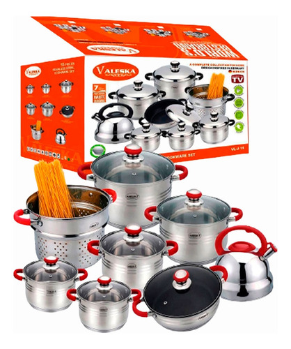 Set De Ollas Valeska 14pcs Acero Quirúrgico Con T/silbadora