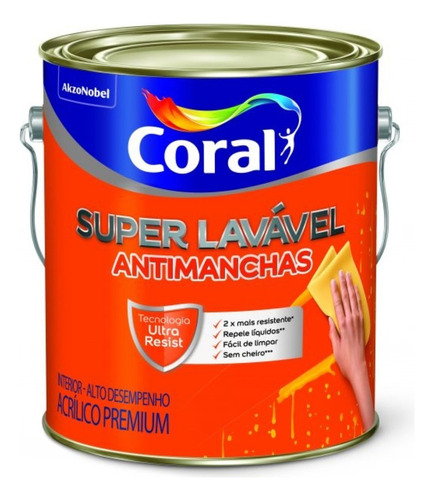 Tinta Acrílica Premium Coral Super Lavável 3,6l Branco