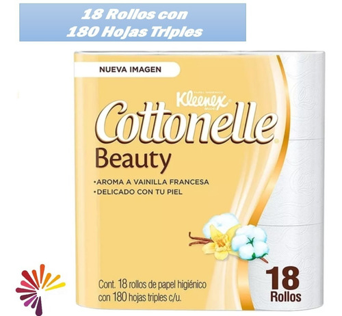 Papel Higiénico Kleenex Cottonelle Beauty 18 Rollos 180 Hjs