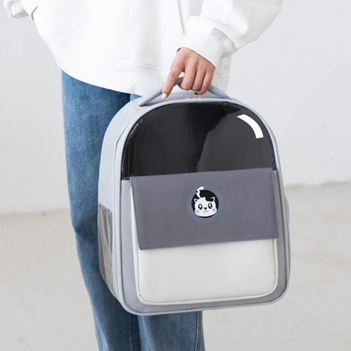 Mochila Transportadora De Mascotas Para Gatos, Perros Y Gris