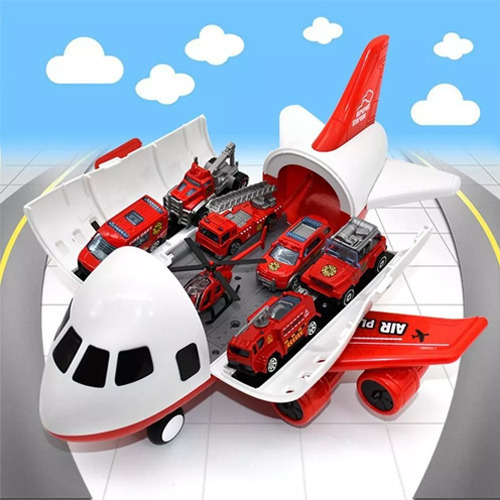 6 Vehículos Planos, Un Avión Grande De Juguete