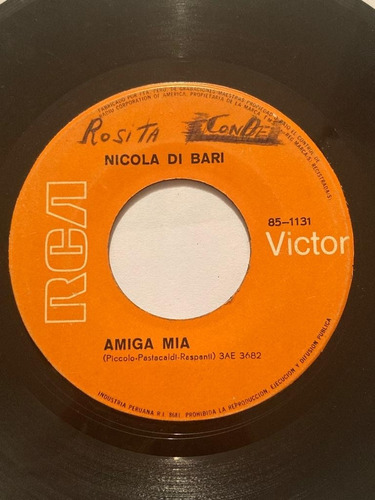 Vinilo Single De Nicola De Bari Lisa De Los Ojos Azules (w23