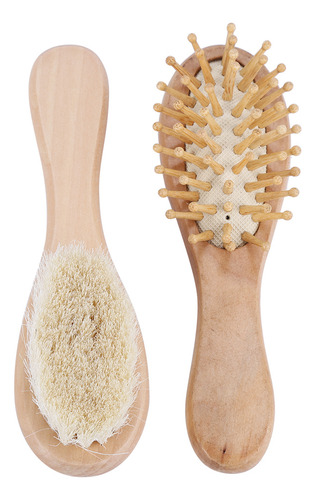 Juego De Cepillos Y Peines De Madera Para Bebés Con Cerdas D