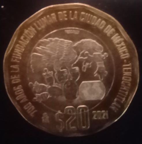 Moneda 20 Pesos 700 Años De La Fundación Lunar Tenochtitlan 