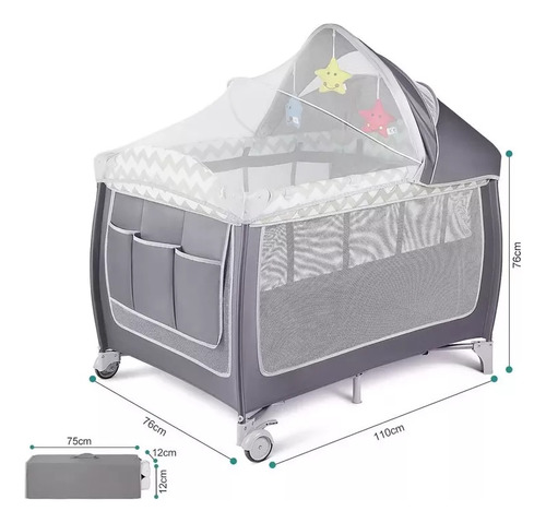 Cuna Corral Plegable Para Bebe Con Ruedas Y Mosquitero