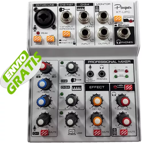 Mixer Consola 4 Canales Efectos Interfaz Usb Grabacion