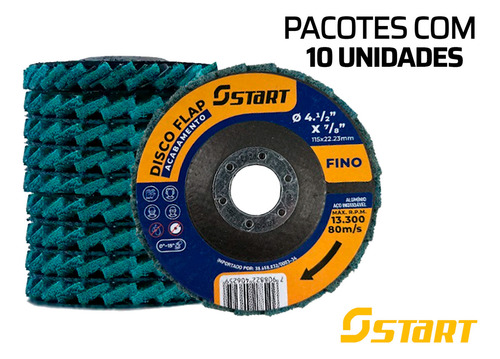 Disco De Lixa Flap Manta Abrasiva Para Acabamento Fino Aço Inox 10 Unidades 4.1/2 Pol Cor Azul Start