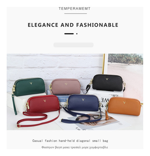 Bolso De Hombro Diagonal De Cuero Genuino Para Mujer