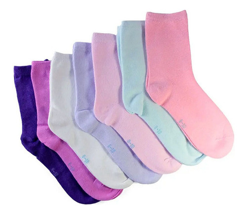 Pack 12 Pares Calcetines De Niña Bambú Liso 2 A 10