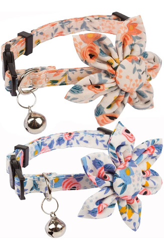 Breakaway Cat Collar With Bells, 2 Pack Flower Cat Collars F