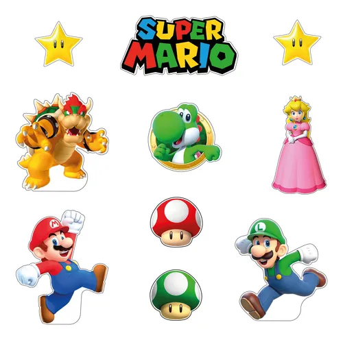 Figuras Mario Bros Base Rígida Kit 10 Pzas Coroplast