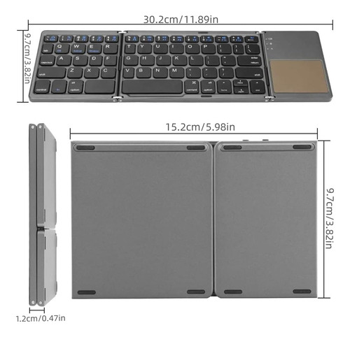 Teclado Inalambrico Plegable Bluetooth Con Touchpad Portátil