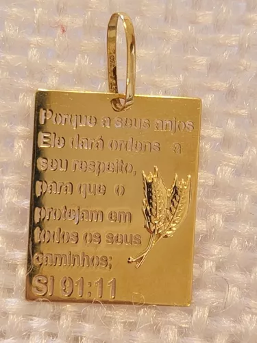 Pingente Salmo 91 Em Ouro 18k750 Amarelo Polido