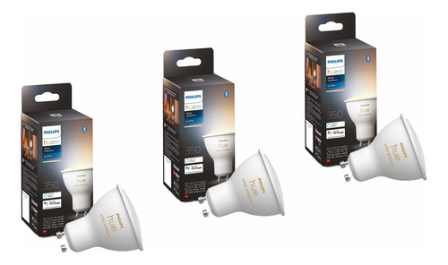 Imagen 1 de 9 de Pack 3 Philips Hue White Ambience Calido~frio Gu10 Bt