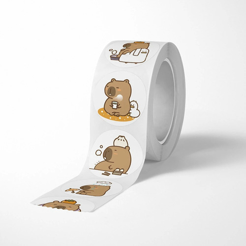 Calcomanías Capibala Kawaii En Rollo 500 Stickers