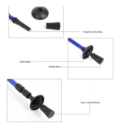 Imagen 4 de 5 de Baston Palo Trekking Antishock Recto Aluminio Liviano