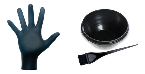 Guantes Nitrilo Color Negro Mediglove X 20u + Bowl Y Pincel