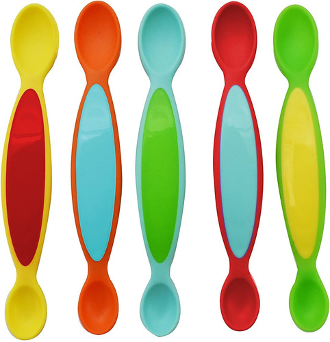 5 Cucharas Dobles Alimentación Para Bebés Infanti Multicolor