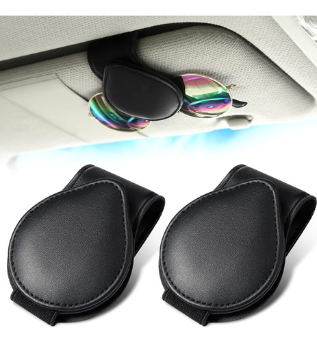 2 Clips Para Lente Sol Visera Automovil Organizador Cuero