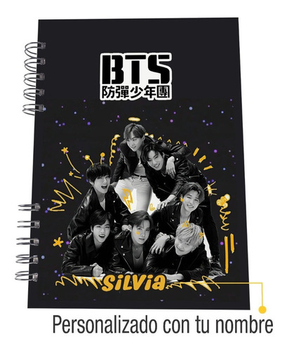 Cuaderno Bts K-pop Con Tu Nombre Y Stickers | MercadoLibre