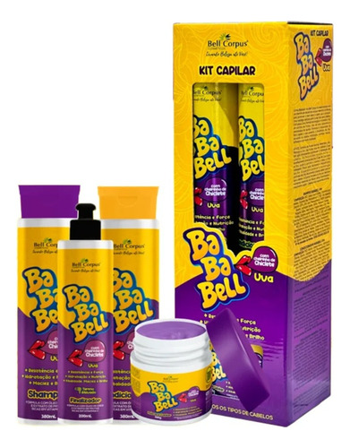 Kit Capilar Bababell Uva Com 4 Itens - Bell Corpus Cosmético