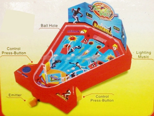 Imagen 3 de 4 de Juego Mesa Pinball Cancha Baseball Juguete Infantil Beisbol