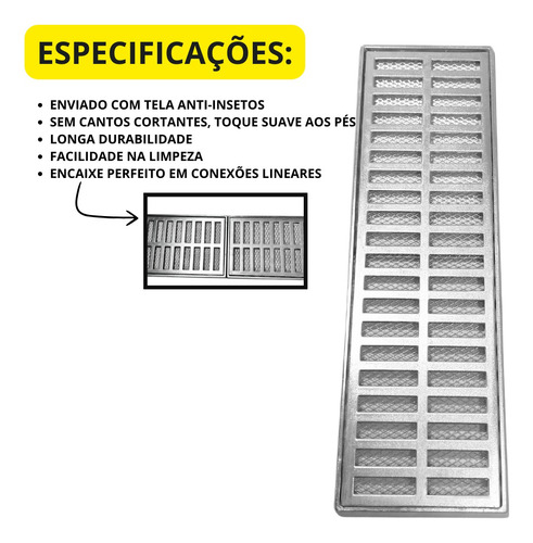 Ralo Alumínio 15x50 Com Tela P/ Quintal E Varanda