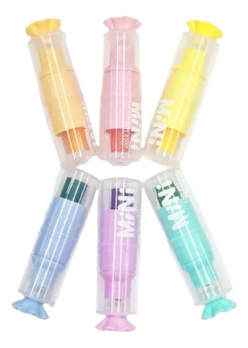 Minimarcatextos Candy Con Estuche 6 Piezas Kawaii Soft Color