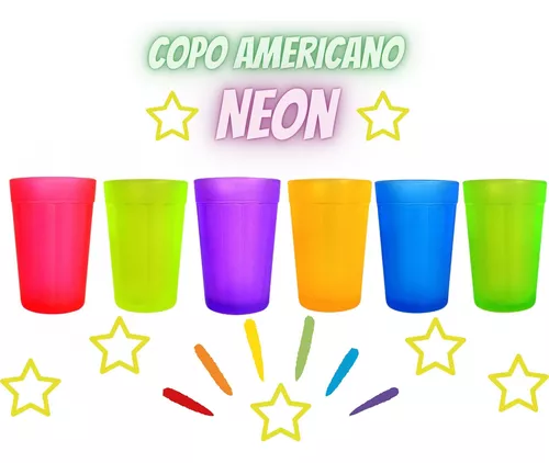 Jogo Kit 6 Copos Neon Colorido 190ML em Vidro Grosso Nadir Figueiredo in  2023