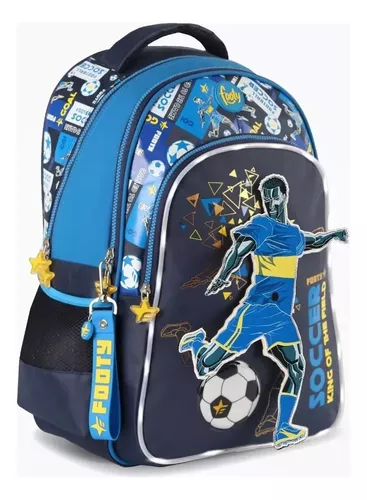 Footy - Mochila con carro 18 Futbol Azul con luz