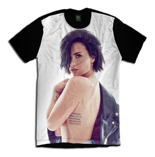 Camiseta Foto Demi Lovato Confident Tatuagem Jaqueta Pop