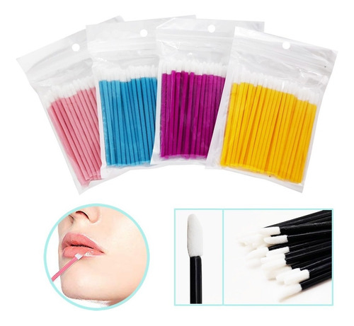 50 Lip Brush Desechable Para Pestañas, Labios, Microblanding