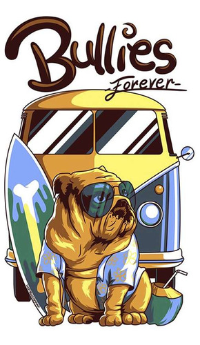 Vinilo 20x30cm Vehiculos Bulldog Camioneta Vintage Dog