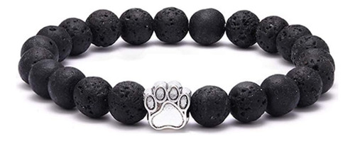 Pulsera Elástica Con Cuentas De Piedra De Roca De Lava, Abal