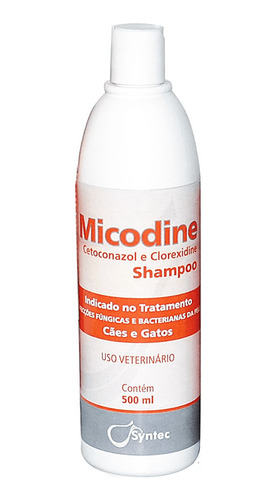 Shampoo Micodine 500ml Antifúngico Para Cães/gatos - Syntec 