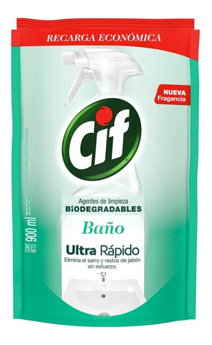 Limpiador Líquido Cif Baño Biodegradable 900 Ml Doypack