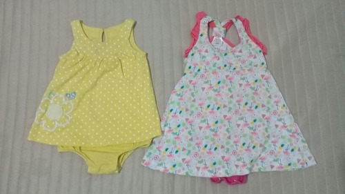 Dos Vestidos Con Body De Bebé Talle 6 A 12 Meses Exc Estado!