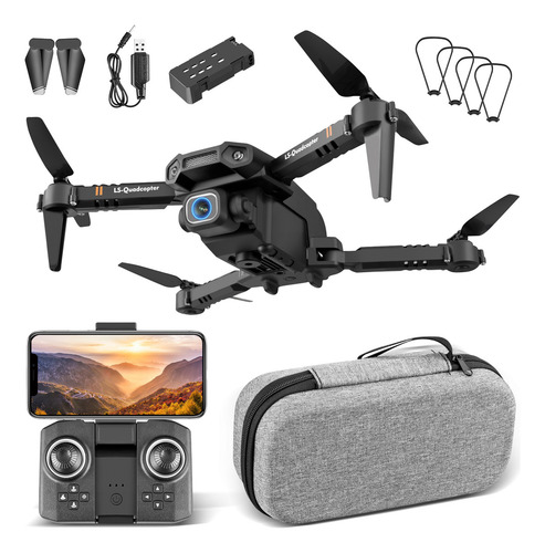 Mini Drone Ls-xt6 Com Câmera Hd Rc Quadcopter 2 Bateria Flex Cor Preto