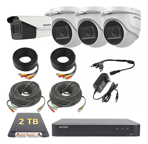 Kit Circuito Cerrado Hikvision Cámaras Domo 3-1bala 8mp 2tb 