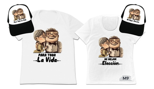 Camiseta Mas Gorra Set 2 Pajeras Enamorados Novios Esposos