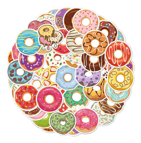 50 Packs Kawaii Donut Stickers Water Bottles Laptop 4ps3f