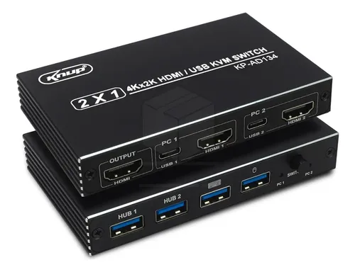 Switch KVM HDMI Per 2 PC E 2 Monitor - USB 3.0, 4K A 60Hz, Telecomando Incluso, Modalità Estesa O Duplicata