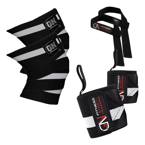 Vendas De Rodilla Knee Wraps + Muñequeras+ Straps Oferta