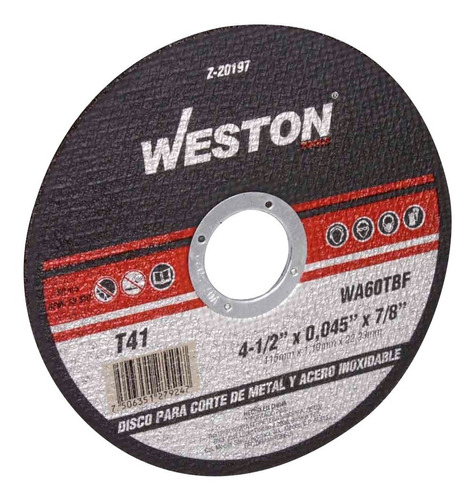 Disco De Corte 4 1/2  Para Inoxidable Y Metal 50 Pzas Weston