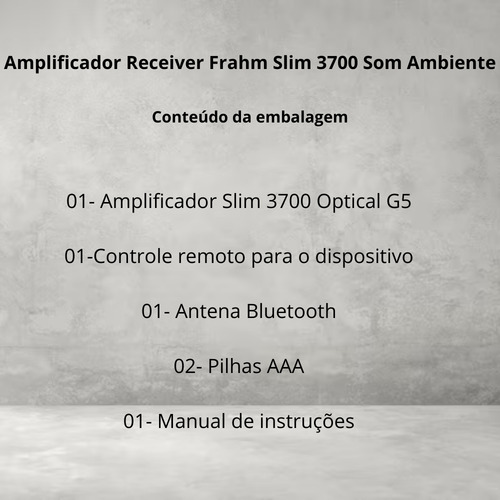 Amplificador Frahm Slim 3700 Som Ambiente Optical 240w