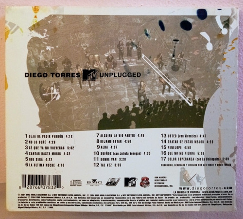 Diego Torres Unplugged Mtv Disco Cd Digipak (Usado)
