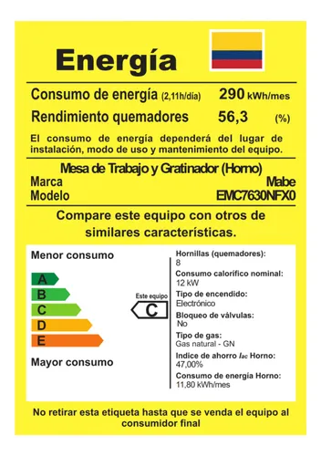Estufa De Piso A Gas 76 Cm 6 Quemadores Mabe Emc7630nfx0 Color Plateado