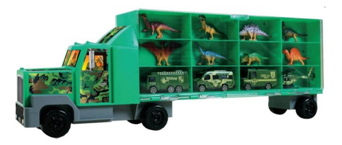 Carreta Dinossauro Braskit + 8 Dinos 3 Carrinhos Helicóptero